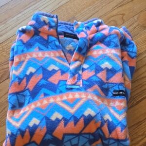 Southern Marsh Blue and Orange Geometric Fleece Pullover